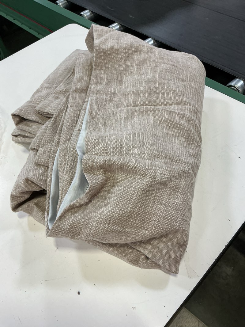 Condition photo showing Good Condition for textured cotton room darkening curtain, 48x96, flax