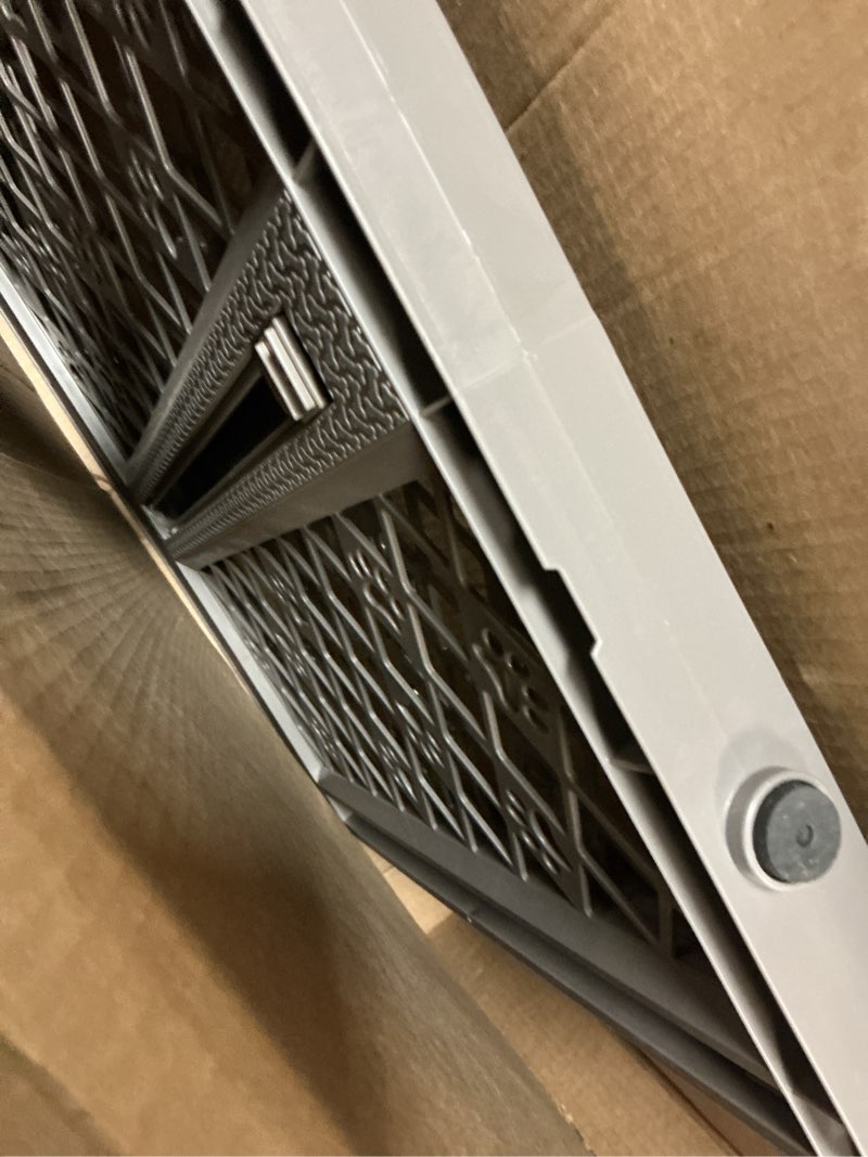Condition photo showing Good Condition for mypet north states paws portable pet gate: 26-40" wide. pressure mount. no tools needed. made in usa, 23" tall, expandable, durable dog gates for doorways, fieldstone gray