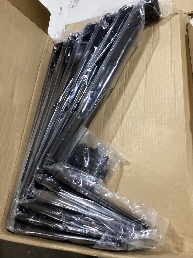 Condition photo showing Good Condition for 12 inch Shelf Brackets for DIY Floating Shelf, 1/5 inch Thick Heavy Duty Floating Shelf Bracket, Fit for Home, Kitchen, Bathroom, Garage, Living Room, 6-Pack Black, 11.25” x 6” x 1.5” Black 6 Pack 11.25 inch