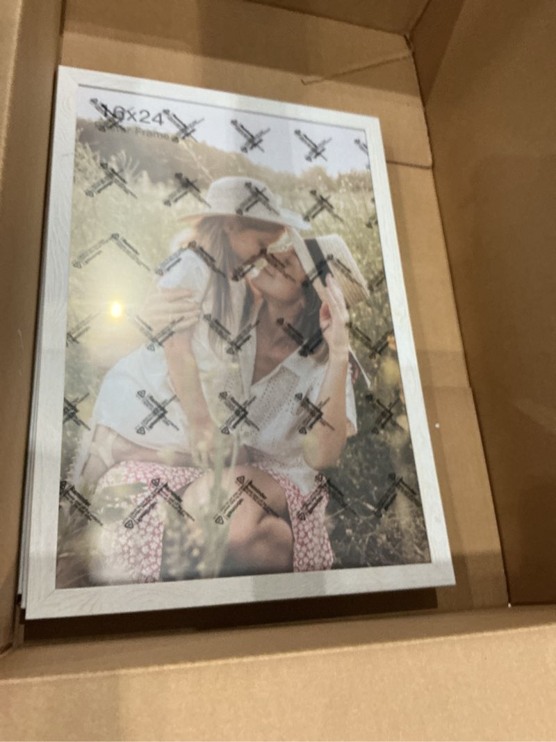 Condition photo showing Good Condition for white 10x14 picture frame set of 3, high transparent frame for 10 by 14 photo collage canvas poster size wall mount and tabletop horizontally vertically (white, 10 x 14 inches)
