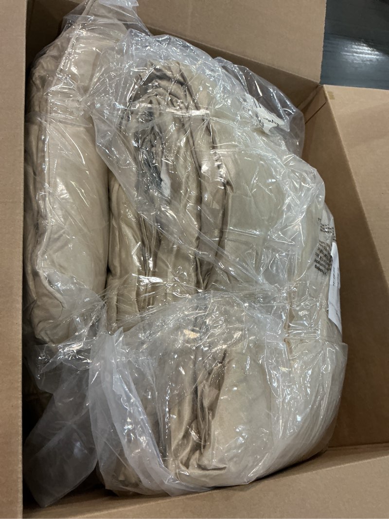 Condition photo showing Good Condition for chezmoi collection royale 7-piece jacquard floral comforter set, oversized queen, champagne oversized queen champagne
