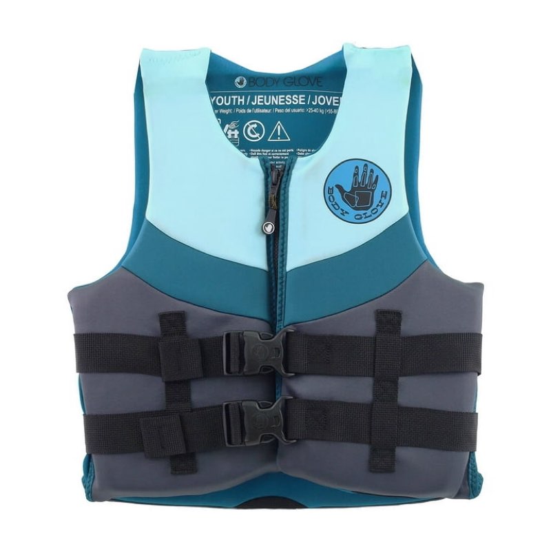 body glove youth neoprene pfd life jacket and vest, boy, 55-88 lbs., blue