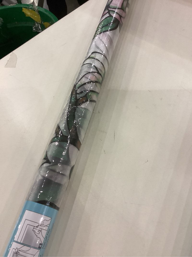 Condition photo showing Good Condition for Coavas Decorative Window Privacy Film, Heat Control Sun Blocking Stained Glass Window Film, Floral Design Static Cling, Non Adhesive Windows Tint for Bathroom Front Door(Vinyl, 17.5" x 78.7 ") 17.5 x 78.7 inch Blue