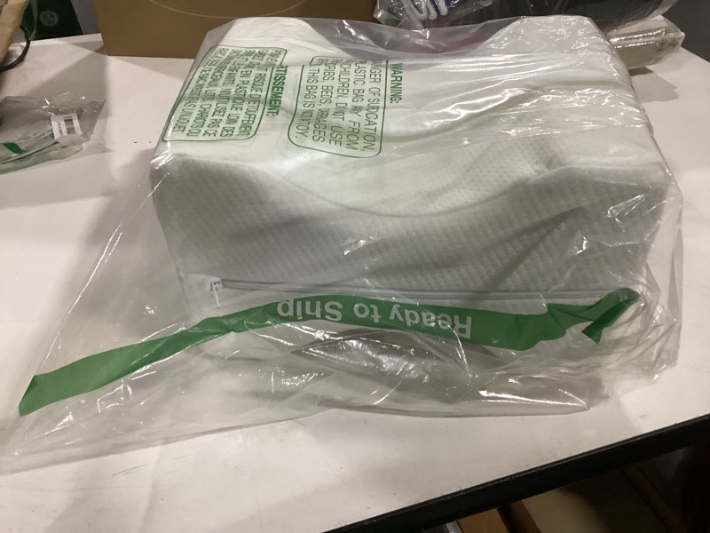 Condition photo showing New/Like New for Everlasting Comfort Memory Foam Knee Pillow for Side Sleepers – Sciatica Pain Relief Pillow, Removable Strap Support – Leg Pillows for Sleeping Alignment, Knees, Back & Hip Cushion White Standard