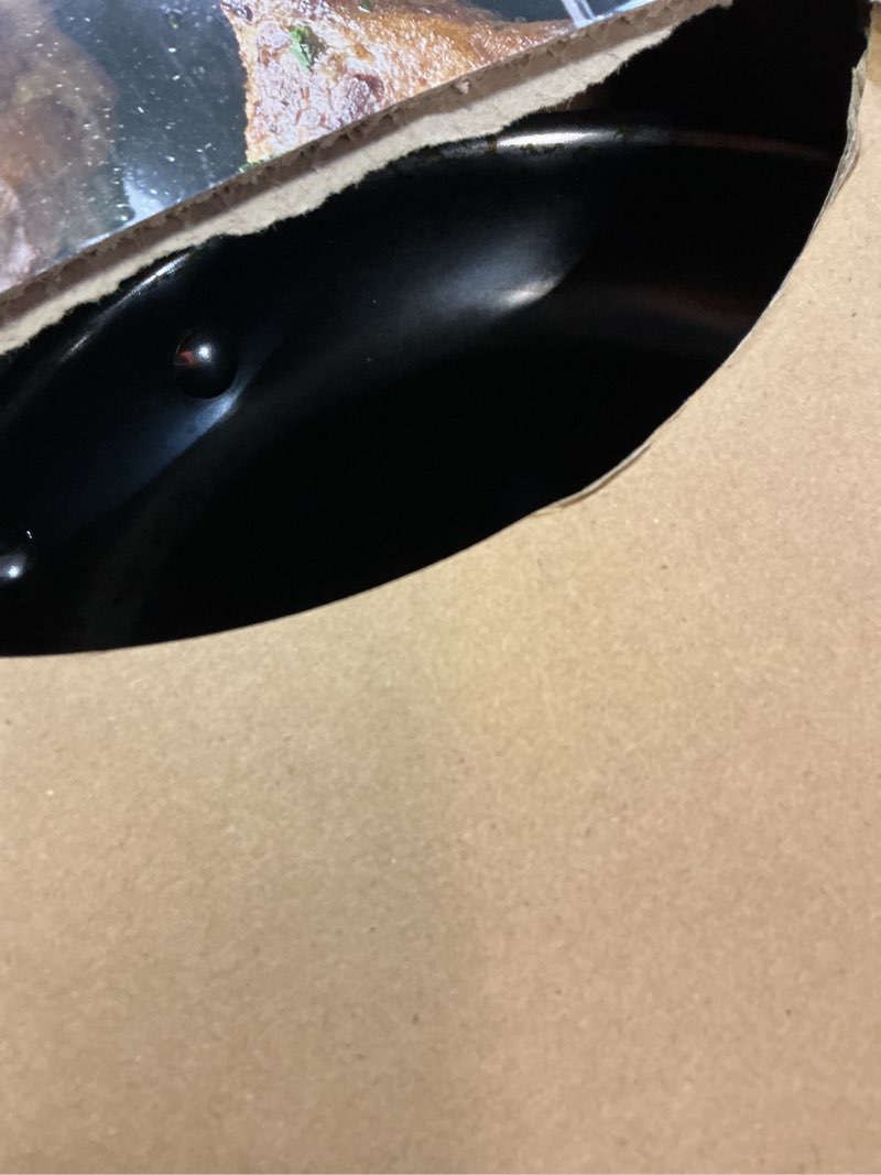 Condition photo showing As Is for anolon everlast n2 carbon steel frying pan/skillet with helper handle, compatible with all cooktops, metal utensil safe, 10 inch open fry pan - black