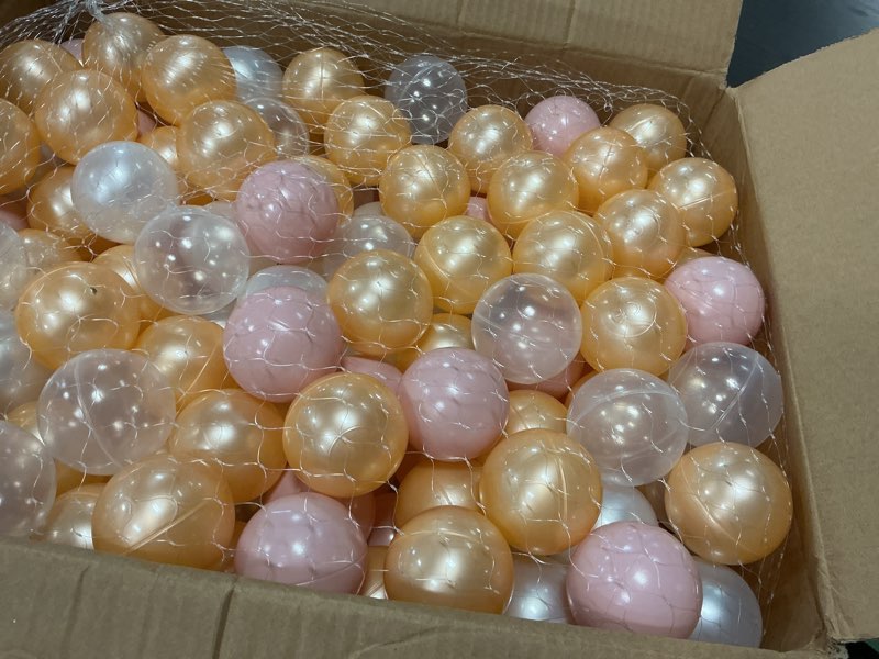 Condition photo showing Good Condition for gogoso ball pit balls for toddles kids plastic ballpits accessories crush proof durable fun shape play baby bath toys 50 100 200 500 1000 clear+pink+gold+pear white 200 balls