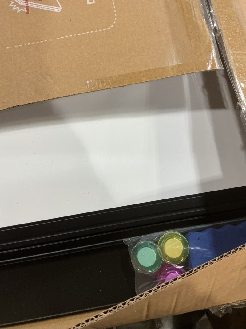 Condition photo showing item condition for maxtek Combination Board, 36 x 24 Magnetic Whiteboard & Cork Board, Dry Erase Board Bulletin Combo Board for Home Office Classroom, 3' x 2' Wall Mounted Memo Message Board Black 36x24