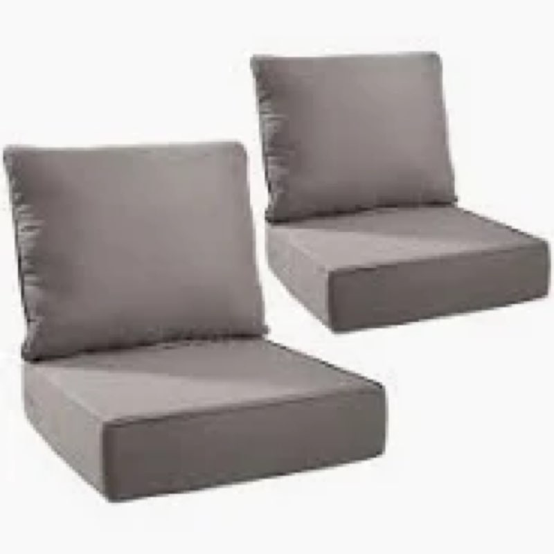 24x24 Inch Outdoor Chair Cushions Set of 2, Patio Furniture Cushions - Removable Cover, Water-Repell