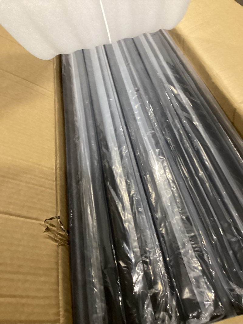 Condition photo showing As Is for 100 pack 32" aluminum deck balusters, 3/4" diameter black metal deck spindles with connectors and screws, hollow round aluminum deck balusters for deck railing, staircase, porch, patio, etc