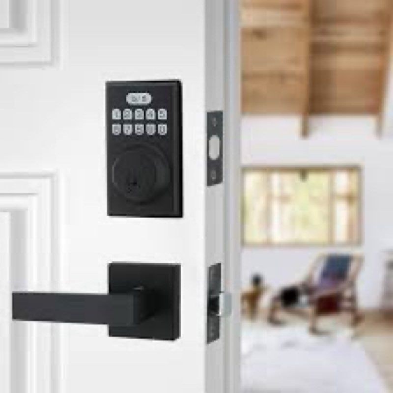 keyless entry door lock with 2 lever handles, electronic keypad deadbolt, auto & one touch lock,smar