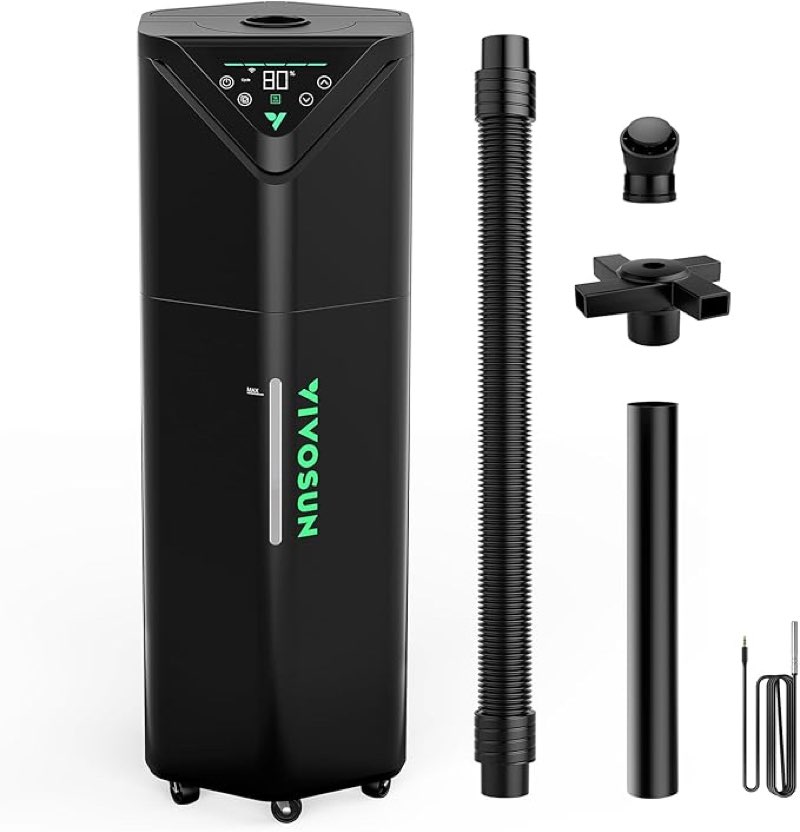 vivosun aerostream h19 intelligent environmental 19l humidifier with temp & humidity probe, top control panel, smart remote control, designed specifically for use with grow tents