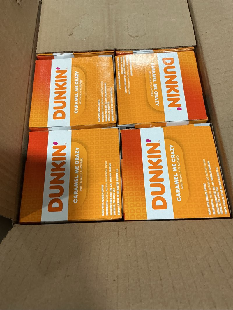 Condition photo showing New/Like New for Dunkin' Caramel Me Crazy Flavored Coffee, 60 Keurig K-Cup Pods Caramel Me Crazy 10 Count (Pack of 6)
