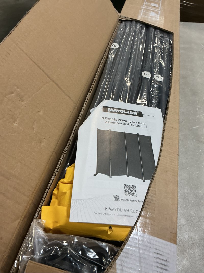 Condition photo showing Good Condition for MAYOLIAH 4 Panel Room Divider Screen 6Ft Tall Foldable Privacy Dividers Indoor Wall Partition Room Separator Black Black 4 Panel