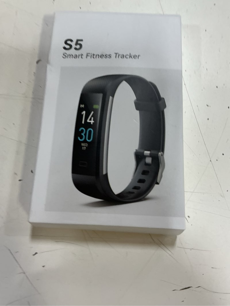 Condition photo showing New/Like New for fitness tracker with step/distance/calories counter, activity tracker with heart rate monitor, slim style watch ip68 waterproof, sleep monitor tracker, pedometer watch for women men black