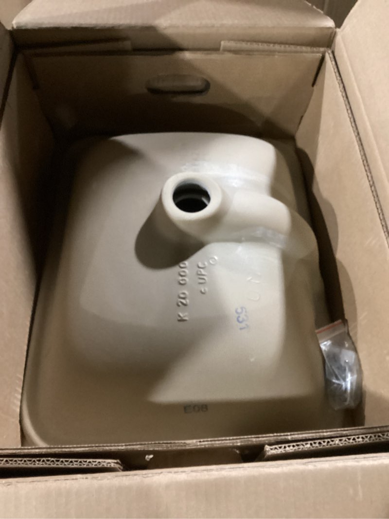 Condition photo showing As Is for kohler 20000-0 caxton rectangle undermount bathroom sink, bathroom vanity sink with overflow drain, 20-1/4 l x 15-11/16 w, white