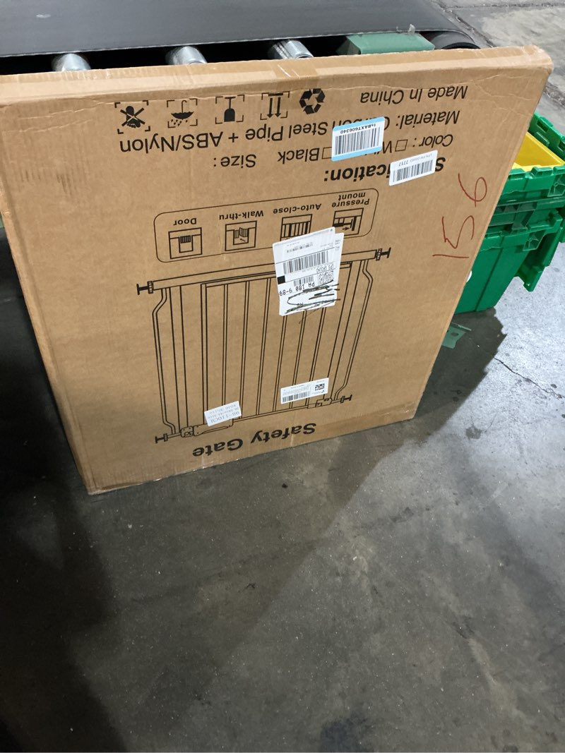 Condition photo showing Good Condition for extra wide baby gate 38.5-43.5 inch walk through pressure mounted no drill safety child gate with door tension metal gate for stairs doorway puppy dog cat 38.58"-43.31"/98-110cm