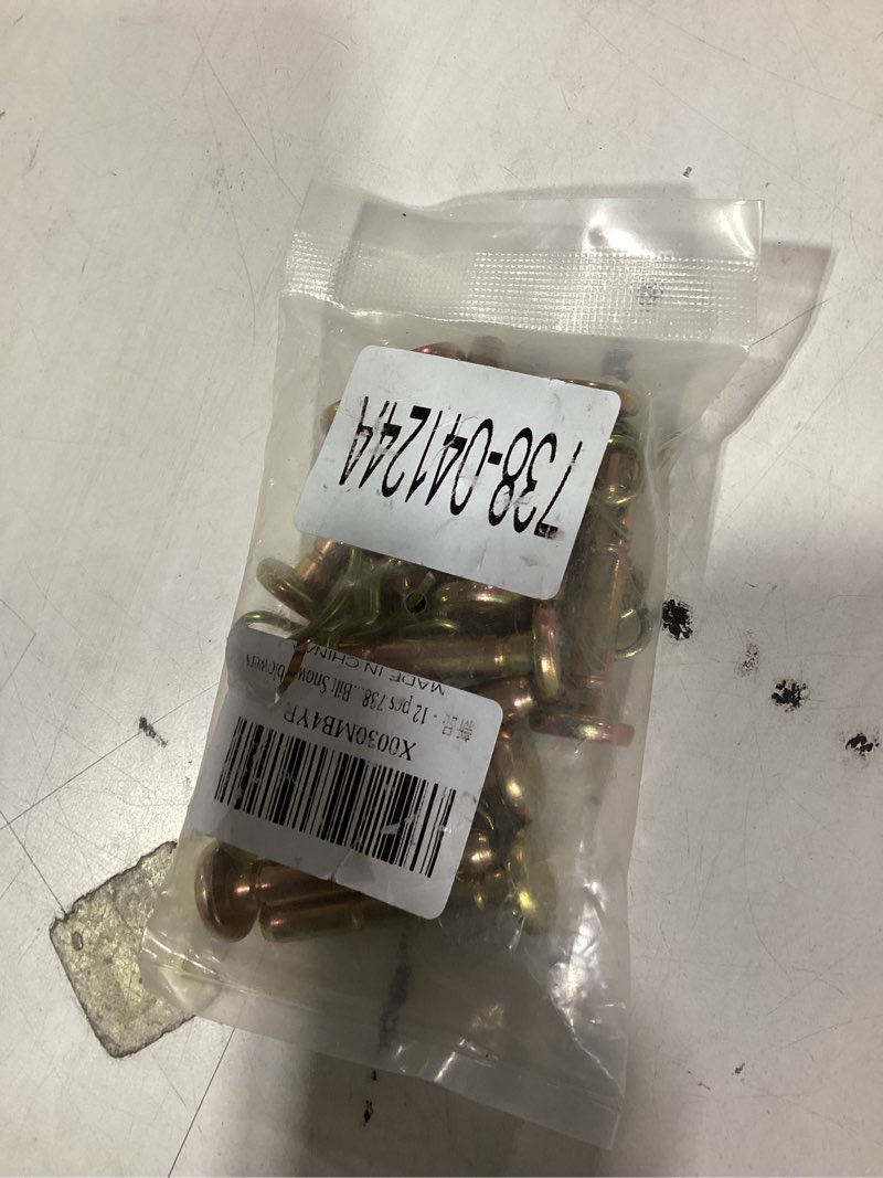 Condition photo showing As Is for 12 pcs 738-04124a and 714-04040 shear pins and cotter pins for cub cadet mtd troy bilt snowblowers