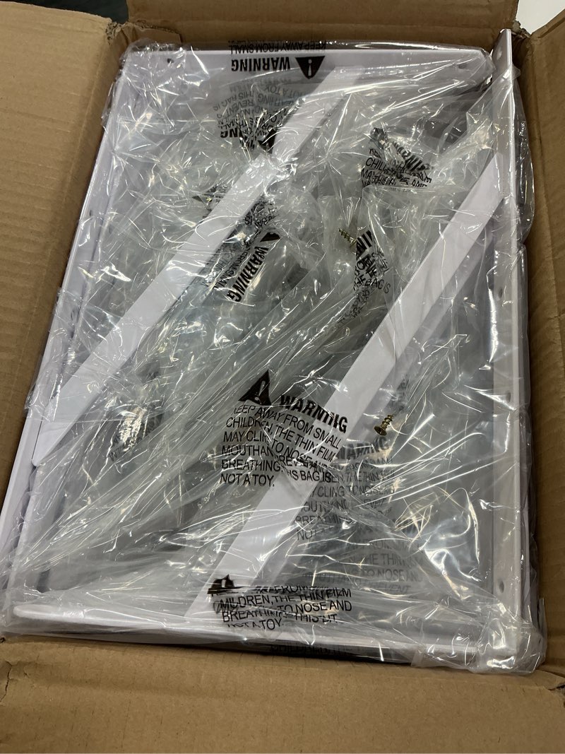 Condition photo showing Good Condition for 12 pack l6 x h 4" white heavy duty shelf brackets with screws metal shelf brackets shelf support angle brackets for shelves l brackets heavy duty floating shelf 12 pack-white 6''x4''