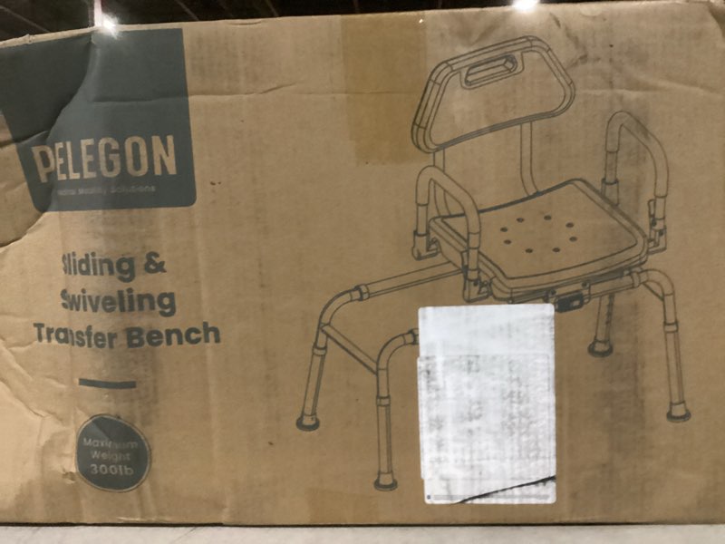 Condition photo showing New/Like New for Sliding Shower Chair Tub Transfer Bench with Swivel Seat, Shower Bench for Elderly and Disabled, with Security Belt, 360 Rotation, Slides and Rotates, Adjustable,one Touch Slide Button, Dark Blue