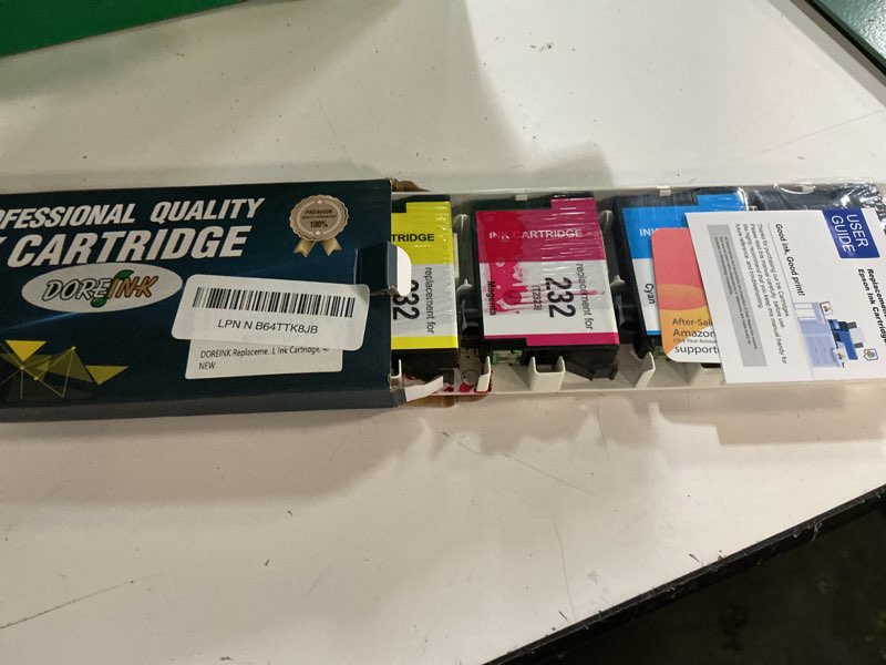 Condition photo showing As Is for 232xl ink cartridge remanufactured for 232xl 232 xlcombo pack compatible with wf-2930 wf-2950 xp-4200 xp-4205 printers, black cyan magenta yellow 4 pack