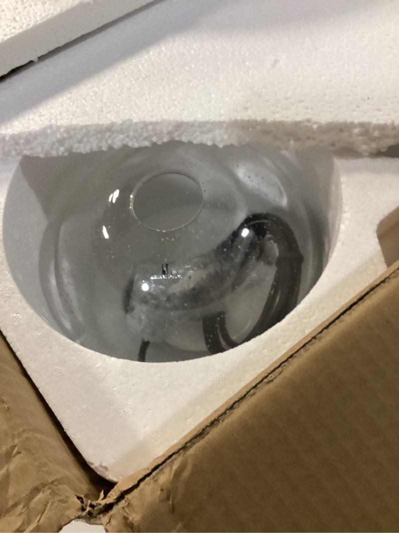Condition photo showing Good Condition for ariamotion globe pendant lights kitchen island 3 pack hand blown glass modern rustic lighting clear seeded bubbles dining room table coffee bar counter brushed nickel lamp 7.4 inch diam 7.4" clear-3 pack 7.4" diam