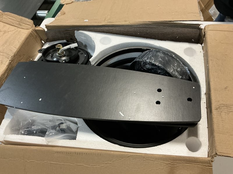 Condition photo showing Good Condition for 46 inch ceiling fans with lights and remote control, farmhouse ceiling fan for bedroom living room and patio, black caged ceiling fan for indoor and outdoor black 46 inch