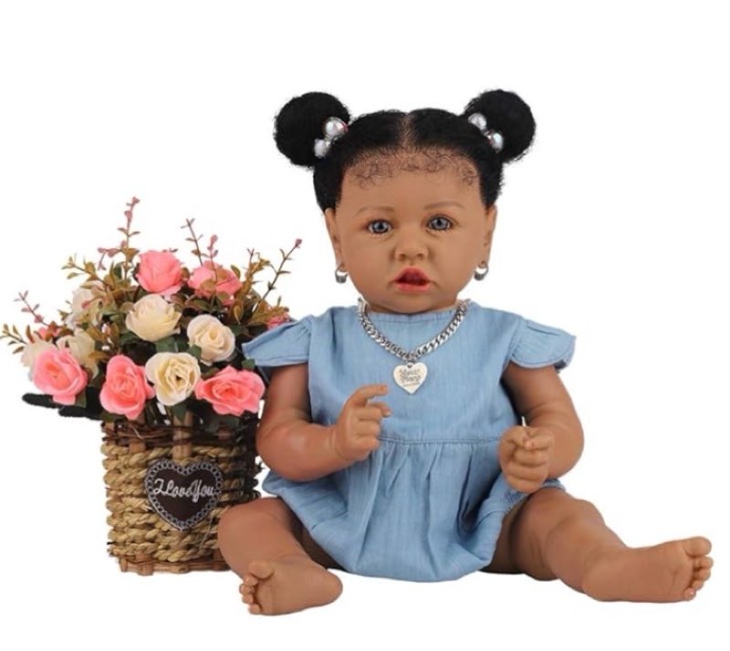  HOOMAI Lifelike Reborn Baby Dolls with Soft Body African American Realistic Girl Doll 22.8 Inch Best Birthday Gift Set