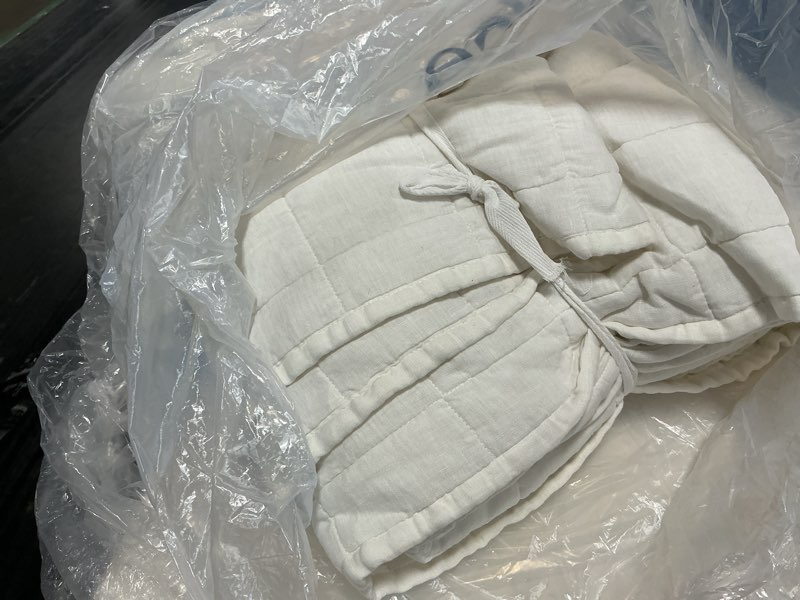 Condition photo showing As Is for european linen box quilt, full/queen, white