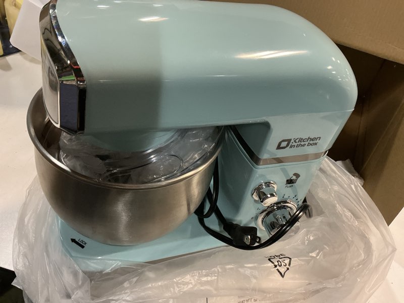 Condition photo showing Good Condition for kitchen in the box stand mixer,3.2qt small electric food mixer,6 speeds portable lightweight kitchen mixer for daily use with egg whisk,dough hook,flat beater (blue)