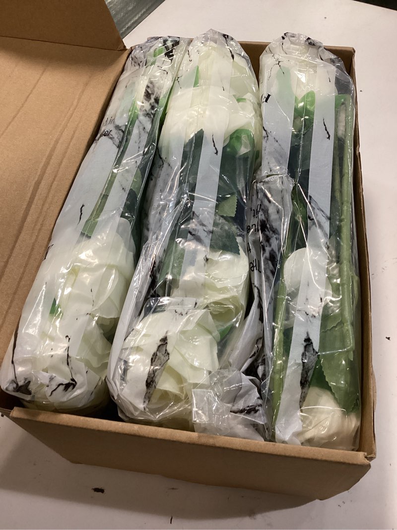 Condition photo showing New/Like New for veryhome 36pcs artificial roses realistic fake flowers bulk long stem silk faux roses bouquet for wedding diy home decor bridal table centerpieces party arrangements gifts(white)