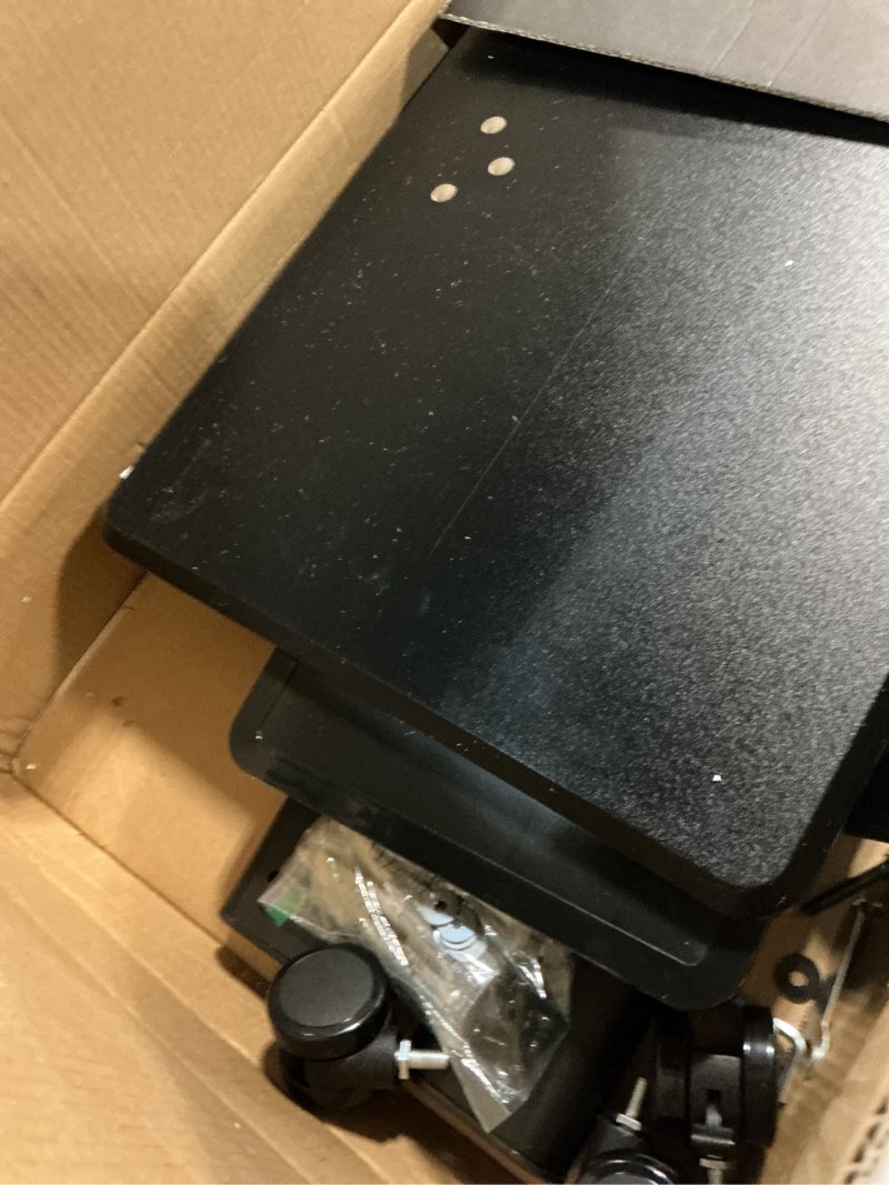 Condition photo showing As Is for ax waber mobile tv stand with power outlets&shelf, floor portable tv stand with wheels for 27-65inch lcd led oled flat/curved panel screen, swivel,height adjustable&wood base, rollingtv cart black black with power outlets & shelf