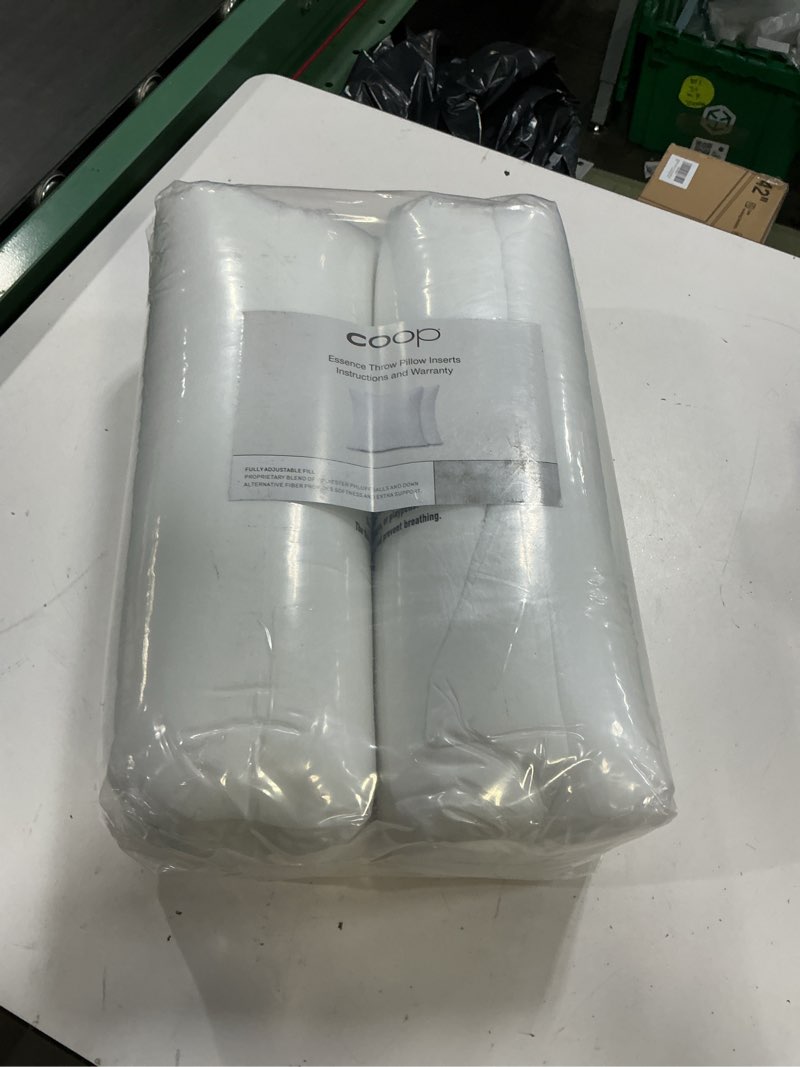 Condition photo showing New/Like New for coop home goods essence adjustable throw pillow inserts 20x20, set of 2, adjustable down alternative cushions for couch, bed, or chair, decorative square pillows for living room, oeko-tex certified essence down alternative 20x20