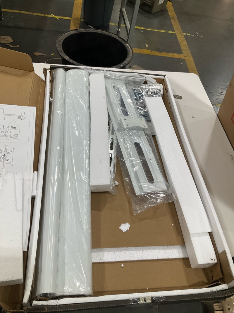 Condition photo showing Good Condition for ax waber floor tv stand with power outlet, universal tv stand mount for 27-65 inch tv up to 88lbs, 70 degree swivel 9 level height adjustable with tempered glass base for bedroom, office white white floor tv stand with power outlet