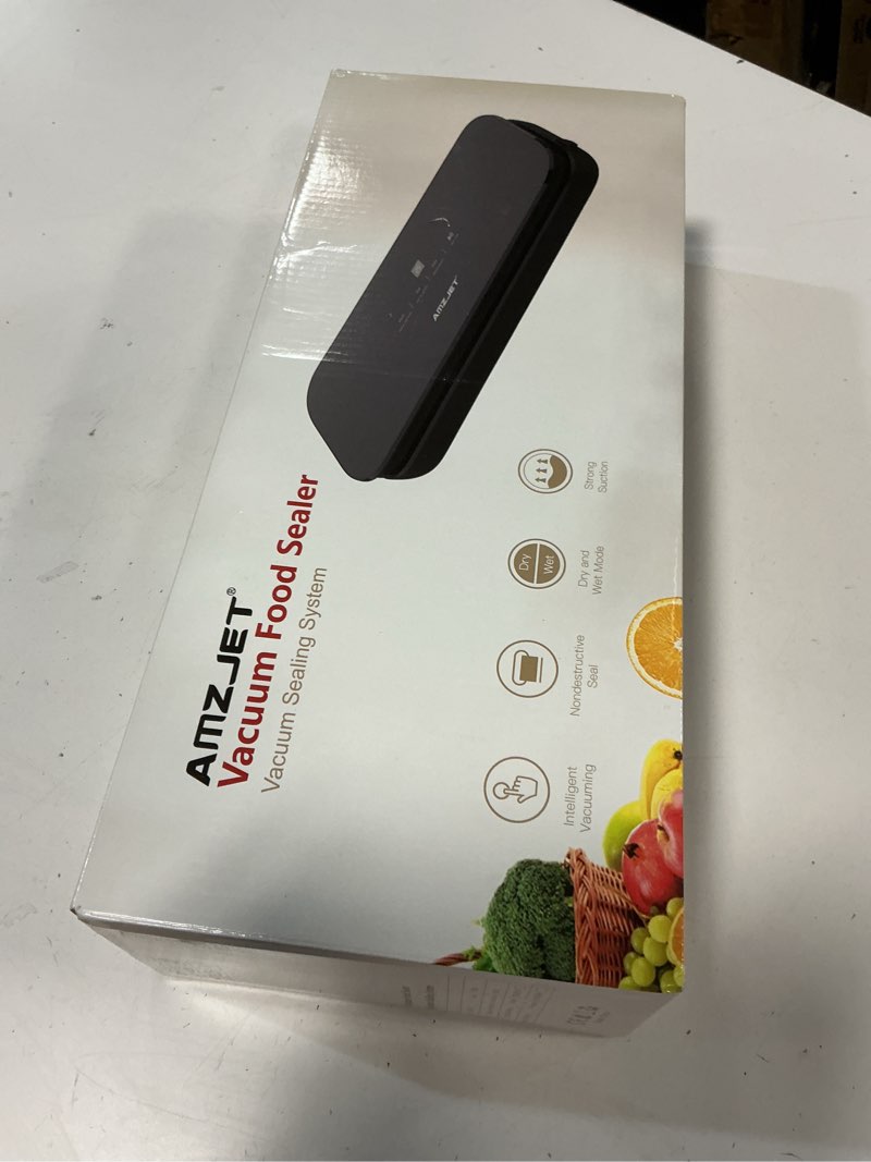 Condition photo showing New/Like New for Vacuum Sealer for Food - Tempered Glass Panel, LED Touch Control, Digital Display, Pulse/Moist/Dry/Seal/External Suction Modes, Includes 30 Vacuum Bags & Built-in Cutter(Black) Black(30Bags)