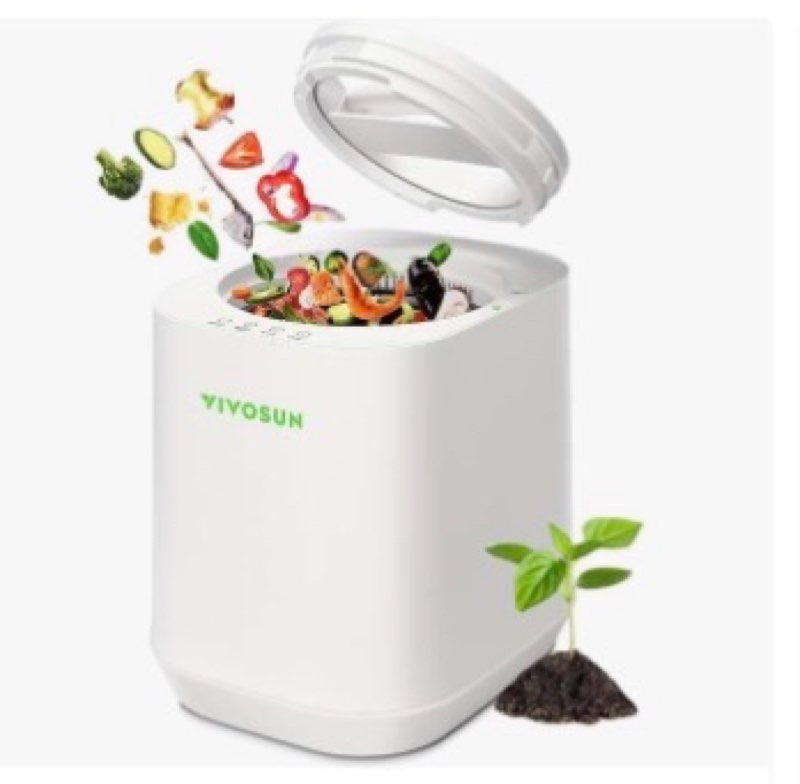 vivosun 4l electric composter for kitchen indoor, smart compost machine for countertop, odorless/aut