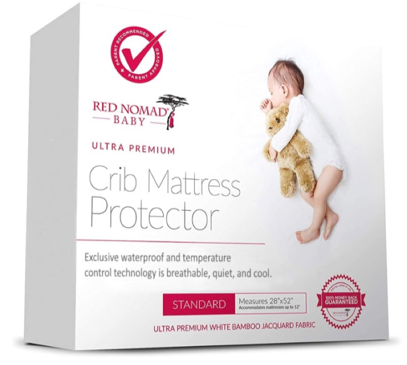 (2 PACK) Red Nomad Waterproof Crib Mattress Protector: Soft & Breathable Bed Cover Waterproof, Bamboo Mattress Cover for Baby Crib - Fitted Sheet Standard Size 52”x28”