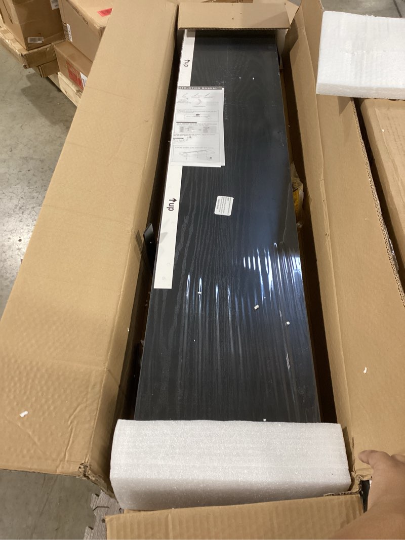 Condition photo showing Good Condition for bayka floating shelves, 48 inches long heavy duty wall mounted rustic wood shelves for bathroom, bedroom, living room, kitchen, office, hanging shelf for books/storage/decor(black,set of 2) a. black - universal classic style 48inches