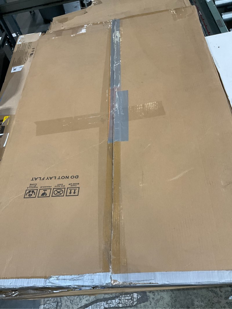 Condition photo showing As Is for 27x40 picture frame for wall, poster frame 27x40 with mat or 24x36 without mat, horizontal and vertical for wall mounting, home office decoration natural woodgrain 27x40 -1 pack