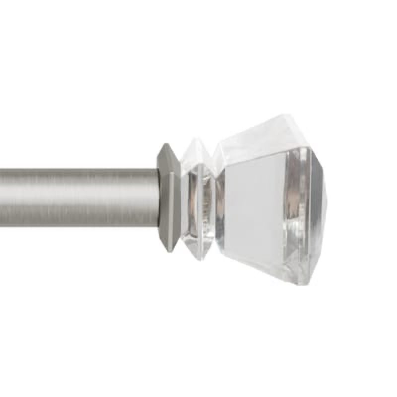 allen + roth Bexley 72-in to 144-in Brushed Nickel Steel Single Curtain Rod with Finials