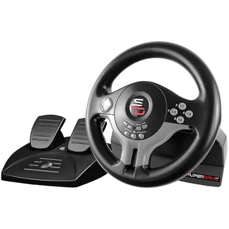 SUBSONIC - Superdrive SV250 Steering Wheel. Racing Wheel with pedals and gearshift paddles - For Nintendo Switch 2 - Switch - PS4 - Xbox Series X/S, Xbox One and PC
