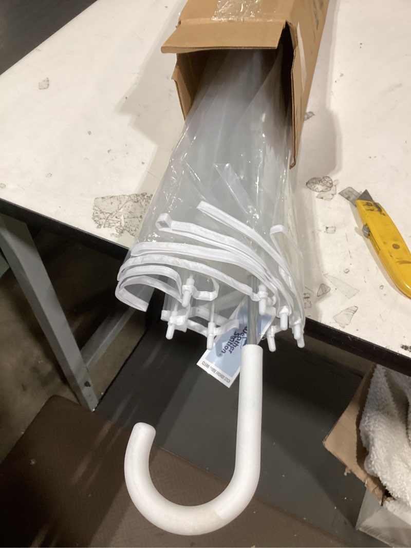 Condition photo showing Good Condition for adult clear bubble rain umbrella with dome canopy and lightweight wind and rain protection white 52 inch arc