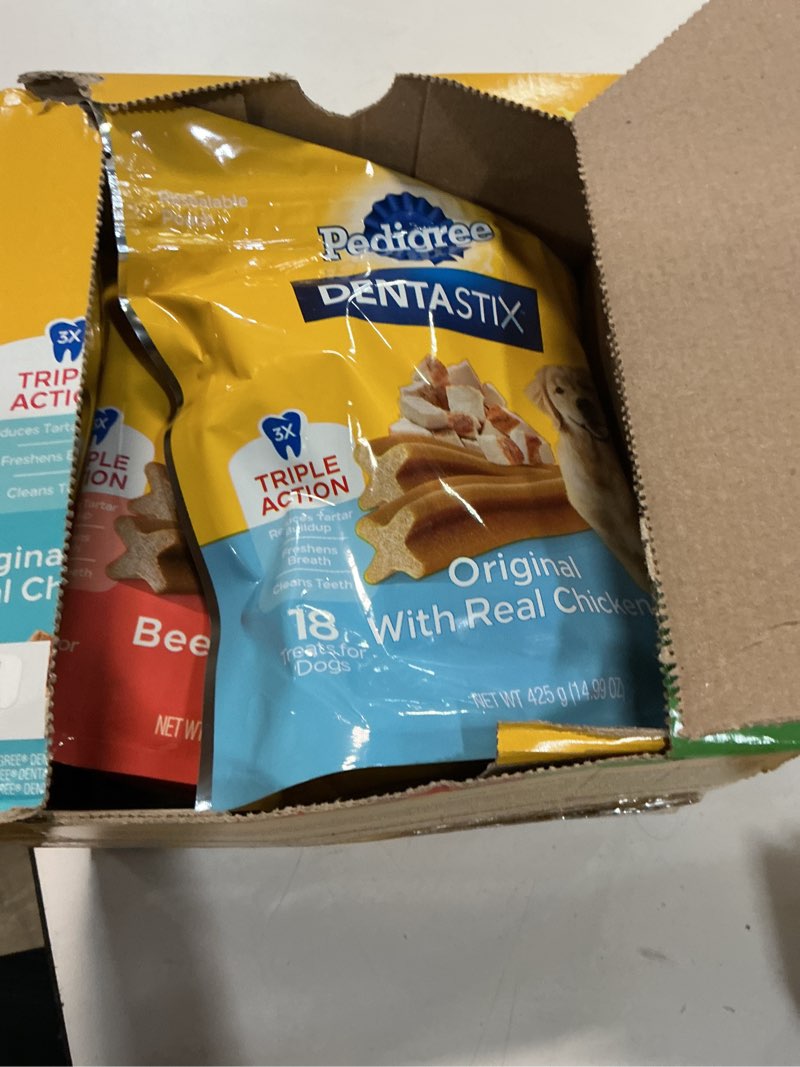 Condition photo showing New/Like New for (By 12-11-2026)PEDIGREE DENTASTIX Large Dog Dental Care Treats Original, Beef & Fresh Variety Pack, 2.73 lb.Pack (51 Treats)