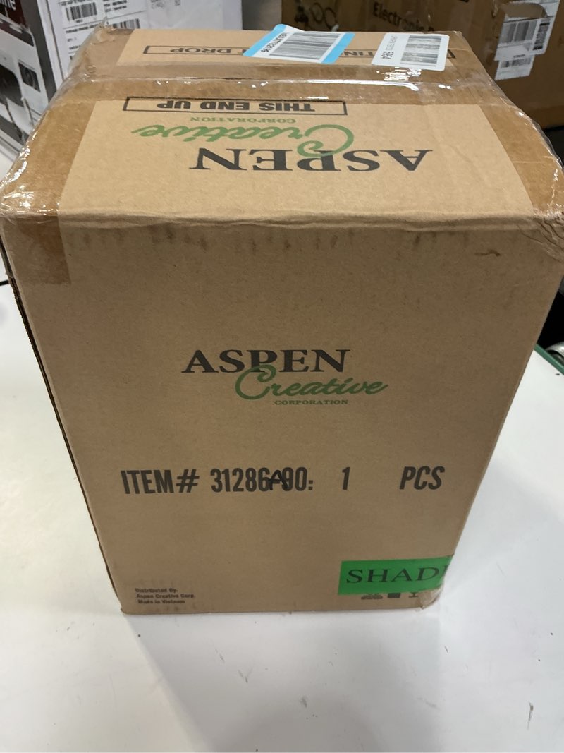 Condition photo showing Good Condition for Aspen Creative 31286A Transitional Drum (Cylinder) Shape Spider Construction Lamp Shade in Tan 8" wide (8" x 8" x 11")