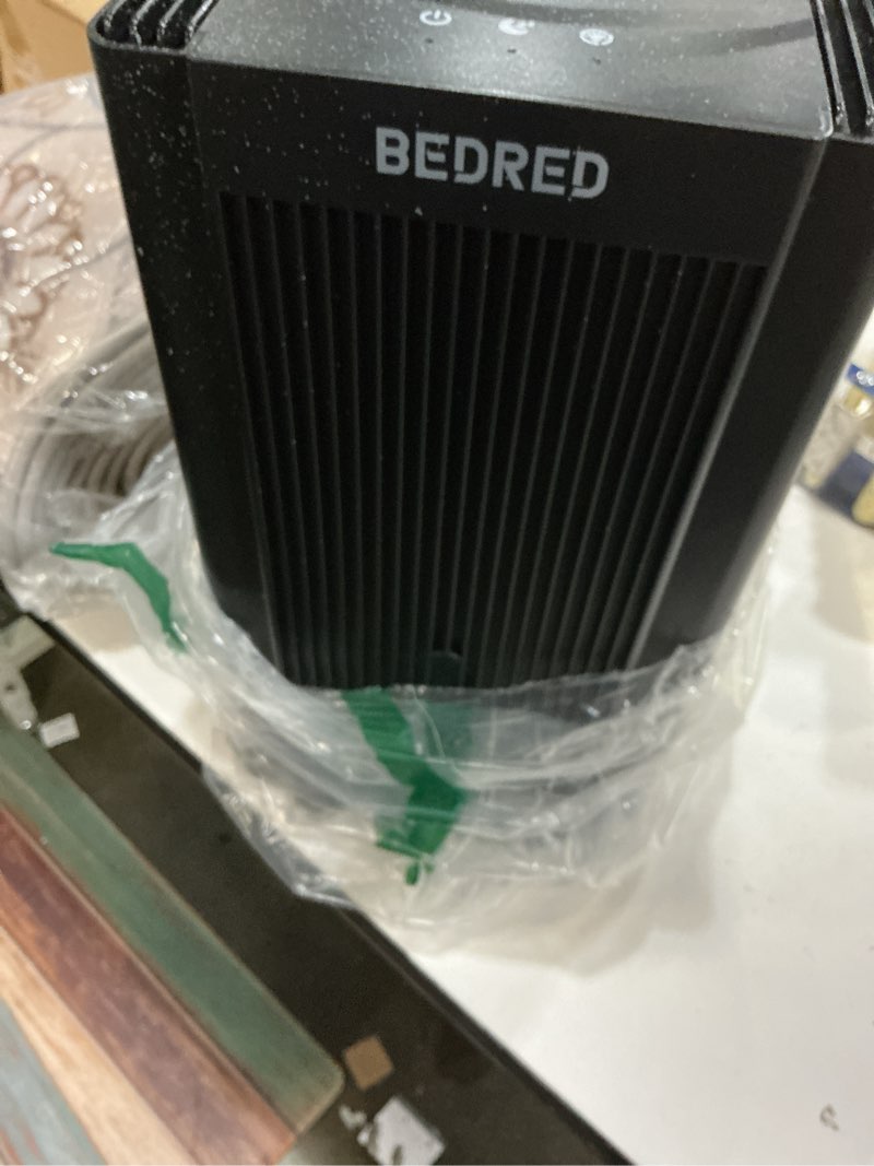 Condition photo showing As Is for dehumidifier, 95oz dehumidifier for home 1000 sq.ft - quiet with auto shut off & relaxing 7 color ambient light,ideal for livingroom, bedroom, basement(black)