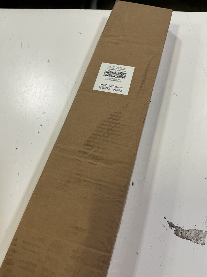 Condition photo showing New/Like New for lazblinds no tools no drill cordless cellular shades, blackout light blocking honeycomb shades for home, thermal insulation blinds for windows, 28" w x 48" h, dark coffee blackout-dark coffee 28" w x 48" h