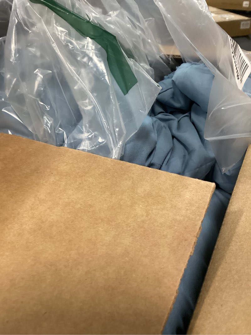 Condition photo showing As Is for Litanika Grayish Blue California King Comforter Set, 3 Pieces Cal King Oversized Chevron Tufted Bedding Comforter Sets, Fluffy Bed Set (104x96In Comforter & 2 Pillowcases) 07 - Grayish Blue California King (104"x96")