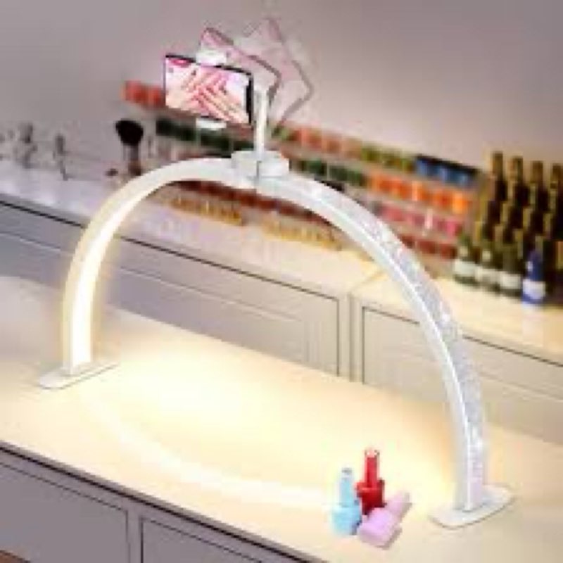 yokilly arc half moon light: 20" half moon light with foldable bracket for desk salon table use - no
