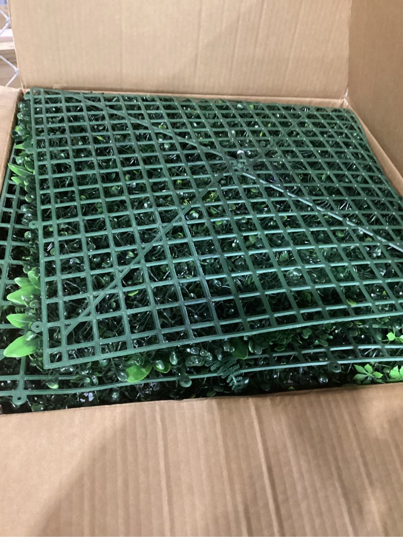 12 Pcs 20"x20" Artificial Grass Backdrop Wall Boxwood Panels Grass Backdrop Wall with Neon Sign Gree