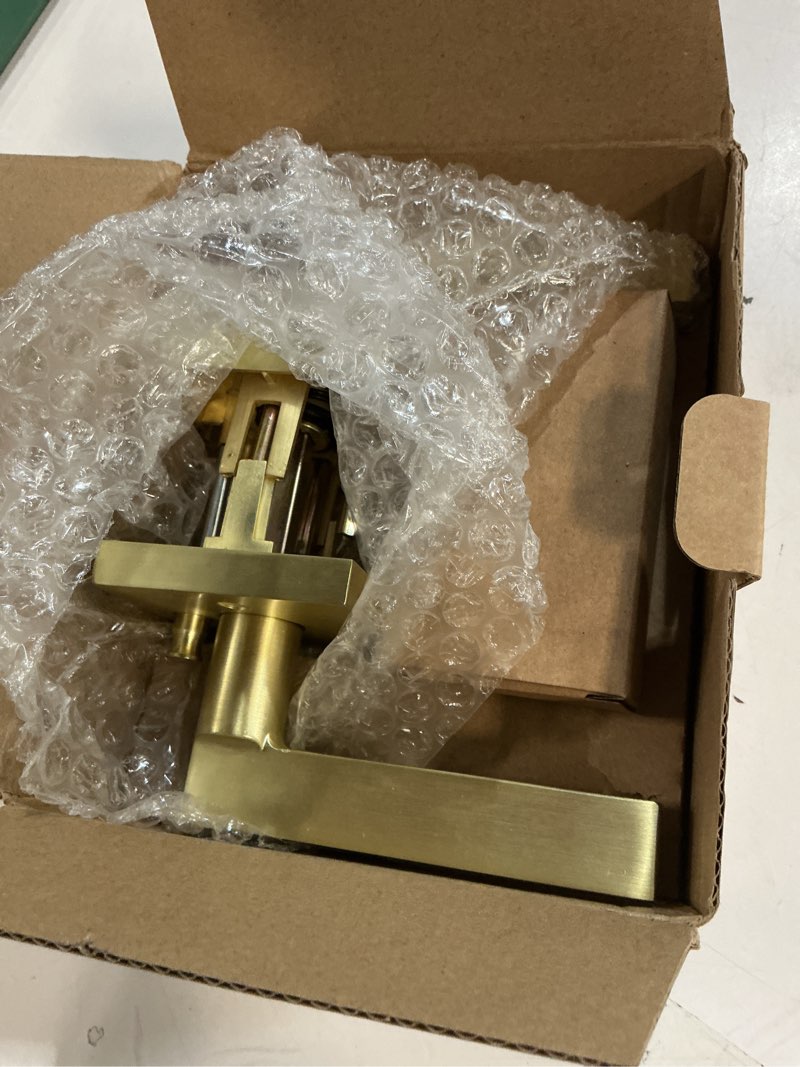 Condition photo showing Good Condition for haidms gold door handle interior, zinc alloy brushed gold privacy interior door handle for bathroom, modern bedroom lever doorhandle (1 pack) 1 pack privacy gold