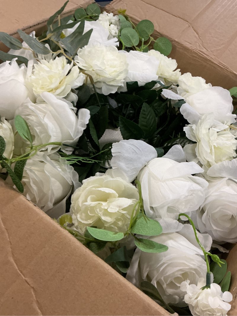 Condition photo showing Good Condition for nuptio large flower centerpieces for tables: 17.7 inch diameter white artificial flower ball arrangement for wedding party centerpiece - 2 pcs fake floral rose for bridal shower decorations 17.7" diam - 2 pcs white